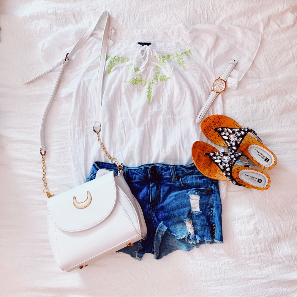 🔸3 for $25🔸Faded Glory Sheer Arctic White Blouse